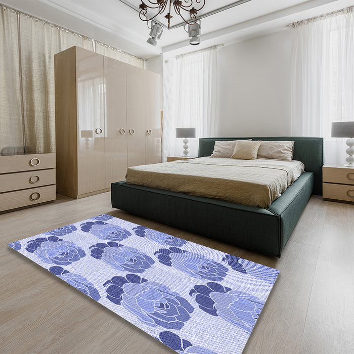 Patterned Periwinkle Purple Rug in a Bedroom, pat663blu