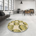 Round Patterned Brown Gold Rug in a Office, pat663brn