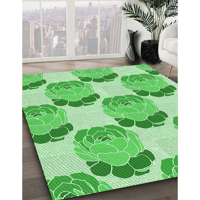 Patterned Jade Green Rug in Family Room, pat663grn