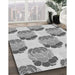 Machine Washable Transitional Silver Gray Rug in a Family Room, wshpat663gry