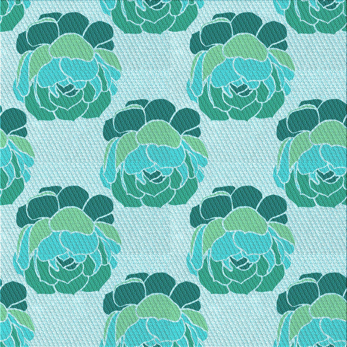 Round Patterned Light Sea Green Rug, pat663lblu