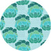 Square Patterned Light Sea Green Rug, pat663lblu