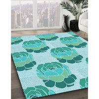 Patterned Light Sea Green Rug, pat663lblu