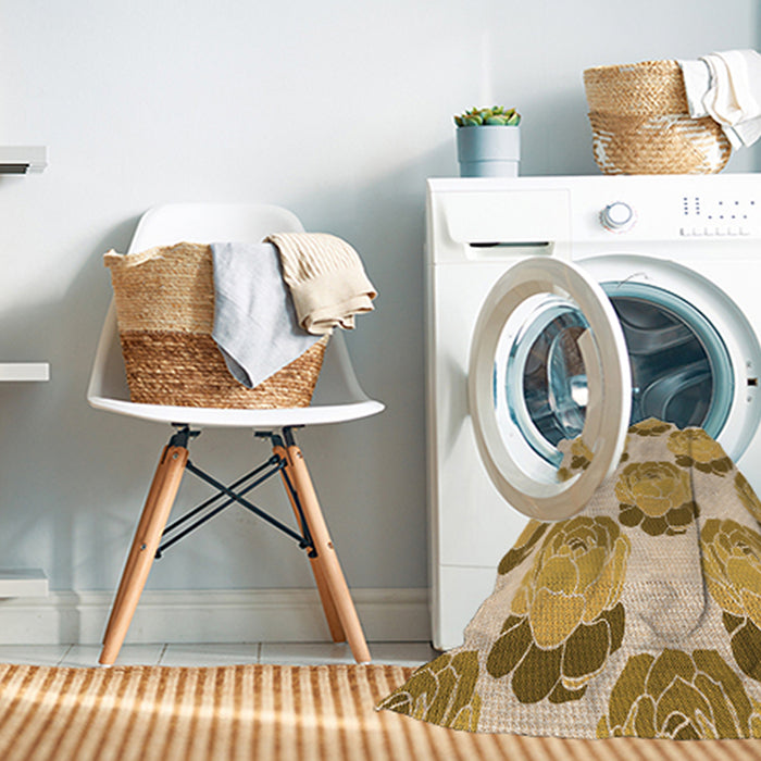 Machine Washable Transitional Brown Gold Rug in a Washing Machine, wshpat663org