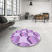 Round Patterned Blossom Pink Rug in a Office, pat663pur