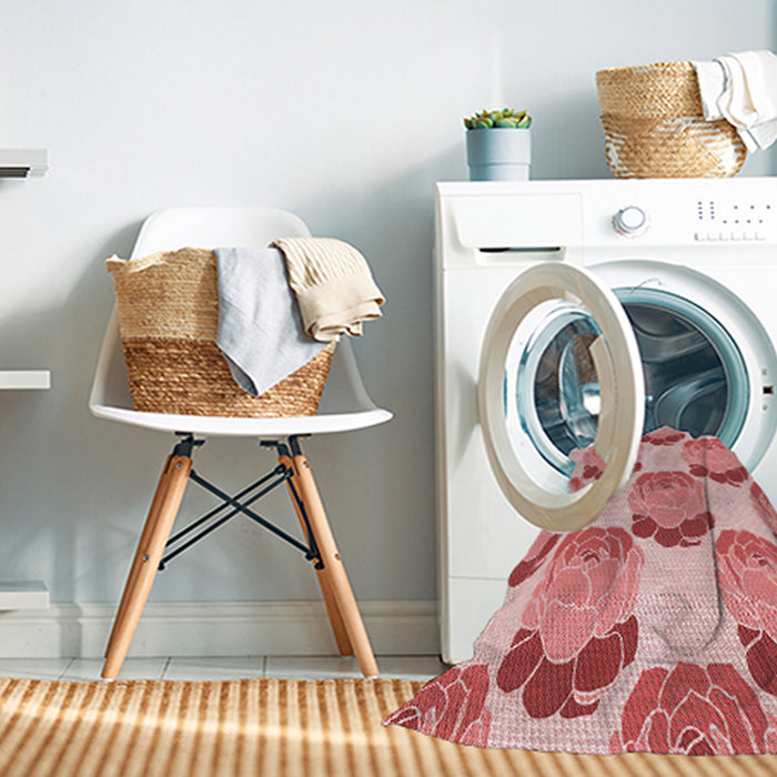 Machine Washable Transitional Deep Rose Pink Rug in a Washing Machine, wshpat663rd
