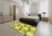 Round Machine Washable Transitional Dark Yellow Green Rug in a Office, wshpat663yw