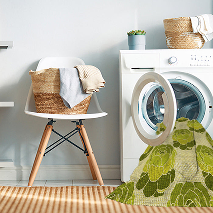 Machine Washable Transitional Dark Yellow Green Rug in a Washing Machine, wshpat663yw