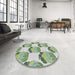 Round Patterned White Gold Novelty Rug in a Office, pat663