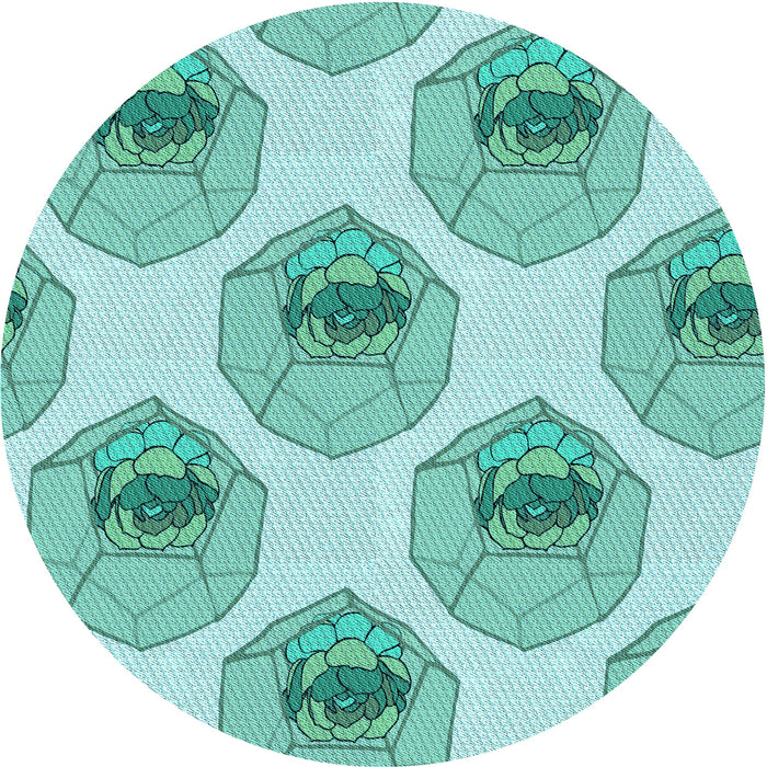 Square Patterned Light Sea Green Rug, pat664lblu