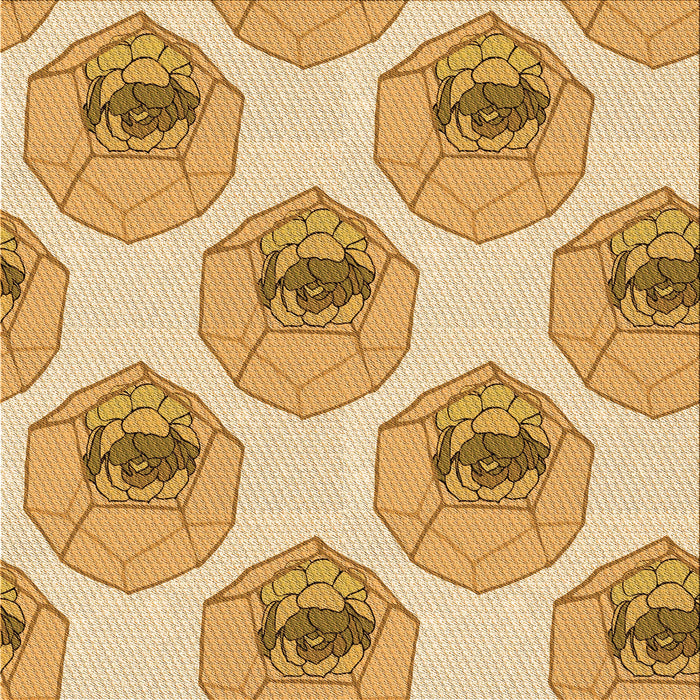 Round Patterned Orange Rug, pat664org