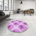 Round Patterned Blossom Pink Rug in a Office, pat664pur