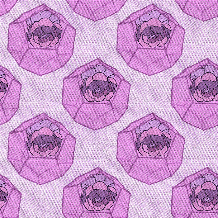 Round Machine Washable Transitional Blossom Pink Rug, wshpat664pur