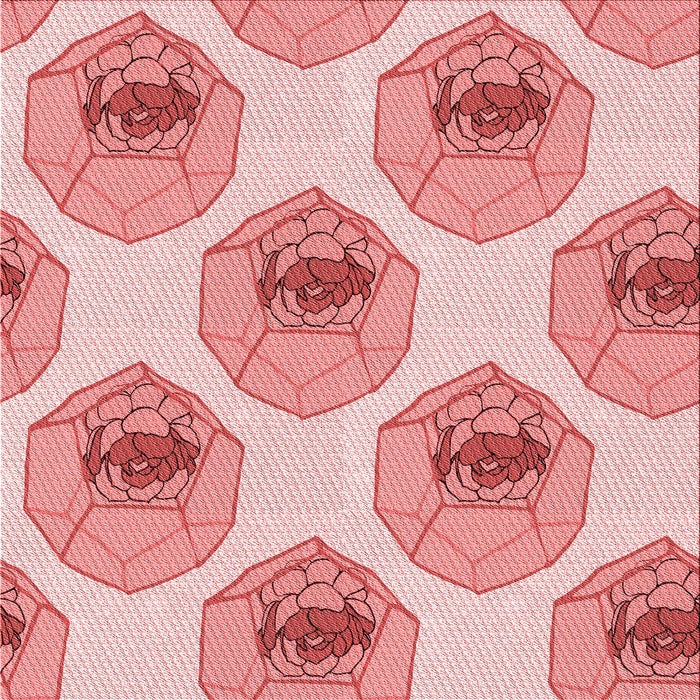 Round Patterned Baby Pink Rug, pat664rd