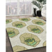 Patterned Dark Green Novelty Rug in Family Room, pat664