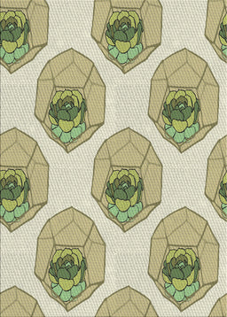 Patterned Dark Green Novelty Rug, pat664