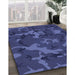 Patterned Blue Rug in Family Room, pat665blu