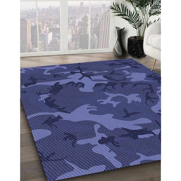 Machine Washable Transitional Blue Rug in a Family Room, wshpat665blu