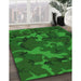 Patterned Deep Emerald Green Rug in Family Room, pat665grn