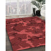 Patterned Cranberry Red Rug in Family Room, pat665rd