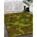 Machine Washable Transitional Dark Yellow Green Rug in a Family Room, wshpat665yw