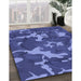 Machine Washable Transitional Light Slate Blue Rug in a Family Room, wshpat666blu