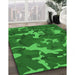 Machine Washable Transitional Dark Green Rug in a Family Room, wshpat666grn