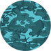 Square Machine Washable Transitional Dark Turquoise Green Rug in a Living Room, wshpat666lblu