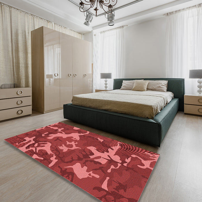 Round Machine Washable Transitional Orange Rug in a Office, wshpat666rd