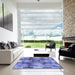 Square Patterned Denim Blue Rug in a Living Room, pat667blu