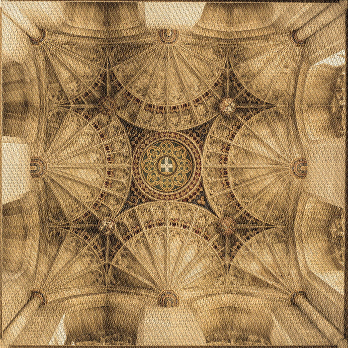 Round Patterned Saddle Brown Rug, pat667brn