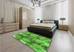 Patterned Green Rug in a Bedroom, pat667grn
