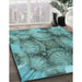 Machine Washable Transitional Turquoise Green Rug in a Family Room, wshpat667lblu