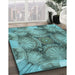 Patterned Turquoise Green Rug in Family Room, pat667lblu