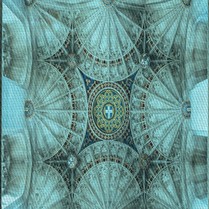 Patterned Turquoise Green Rug, pat667lblu