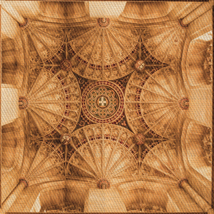 Round Patterned Orange Rug, pat667org