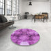 Round Patterned Purple Rug in a Office, pat667pur