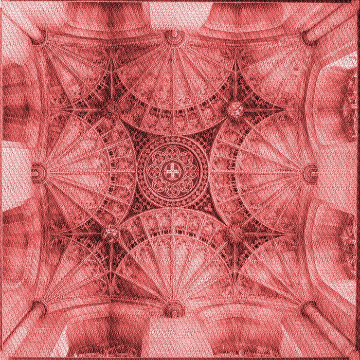 Round Patterned Red Rug, pat667rd