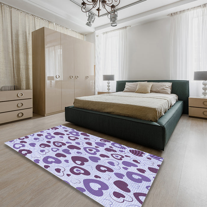 Patterned Blue Rug in a Bedroom, pat668blu