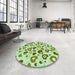 Round Patterned Pale Green Rug in a Office, pat668grn