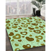 Patterned Pale Green Rug in Family Room, pat668grn