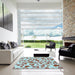 Square Patterned Dark Almond Brown Rug in a Living Room, pat668lblu