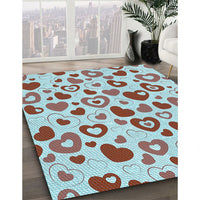 Patterned Dark Almond Brown Rug, pat668lblu