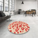 Round Patterned Deep Peach Orange Rug in a Office, pat668org