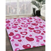 Patterned Blossom Pink Rug in Family Room, pat668pur