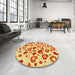 Round Patterned Orange Red Orange Rug in a Office, pat668yw