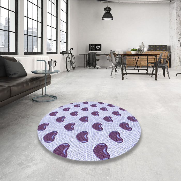 Round Patterned Lavender Blue Rug in a Office, pat669blu
