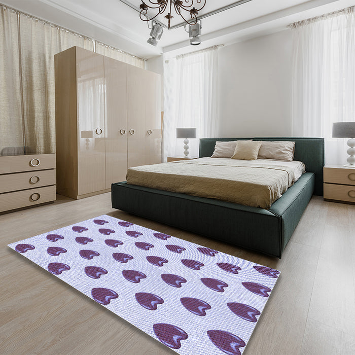 Patterned Lavender Blue Rug in a Bedroom, pat669blu