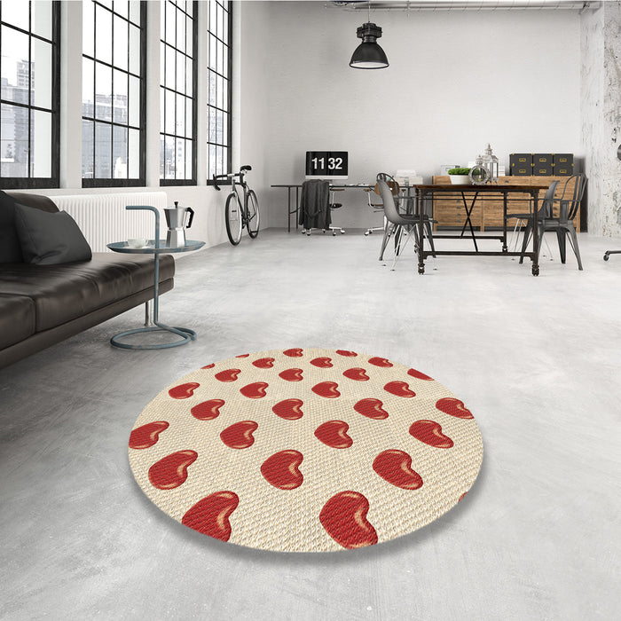 Round Patterned Vanilla Gold Rug in a Office, pat669brn
