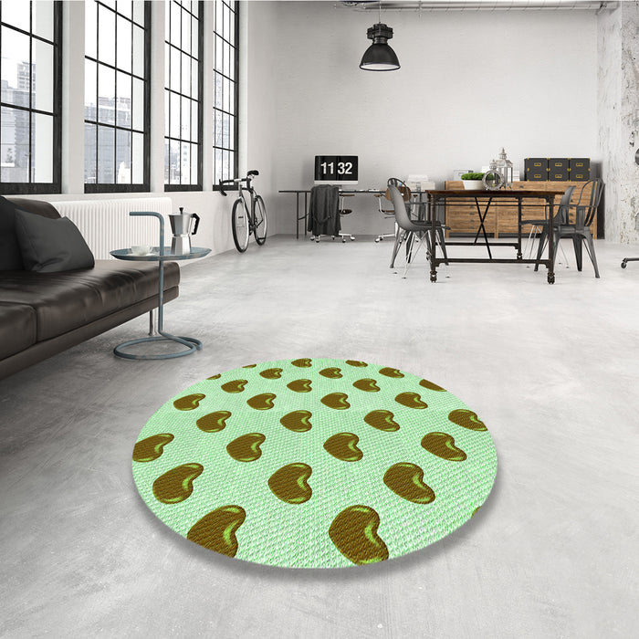 Round Patterned Mint Green Rug in a Office, pat669grn